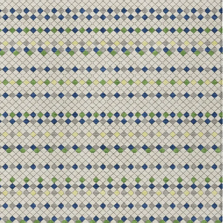 3' X 5' Linen And Lime Green Striped Washable Indoor Outdoor Area Rug