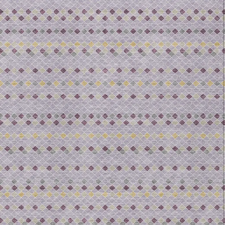 9' X 12' Lavender And Ivory Striped Washable Indoor Outdoor Area Rug