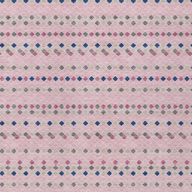 5' X 8' Pink And Ivory Striped Washable Indoor Outdoor Area Rug