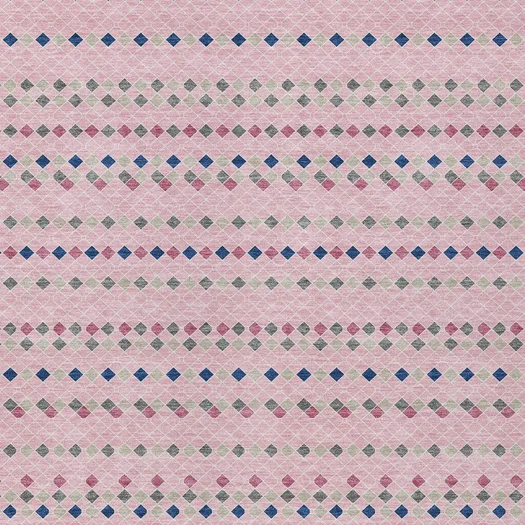 8' X 10' Pink And Ivory Striped Washable Indoor Outdoor Area Rug