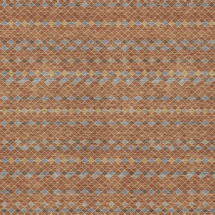 5' X 8' Orange And Taupe Striped Washable Indoor Outdoor Area Rug