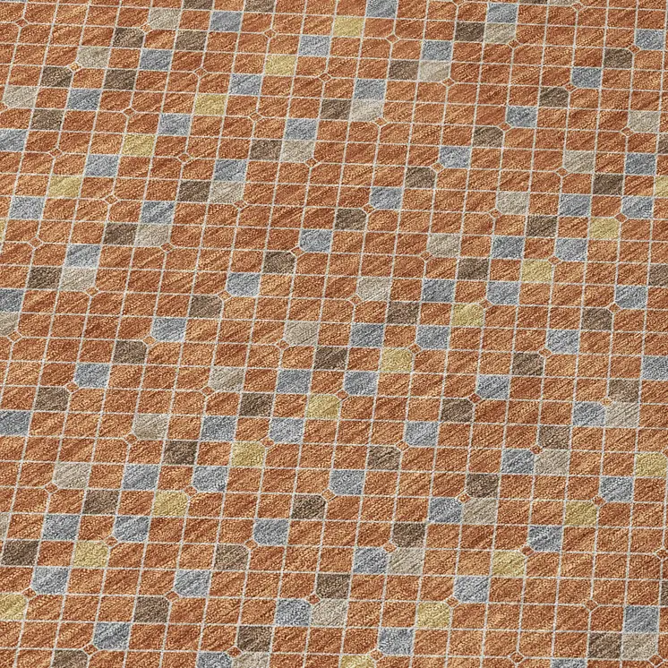 8' X 10' Orange And Taupe Striped Washable Indoor Outdoor Area Rug