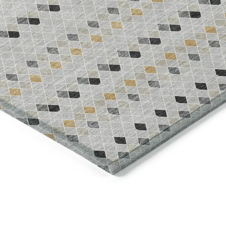 5' X 8' Silver And Gray Striped Washable Indoor Outdoor Area Rug