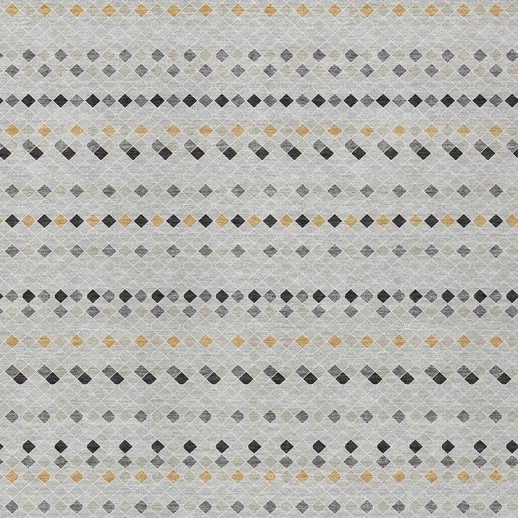 9' X 12' Silver And Gray Striped Washable Indoor Outdoor Area Rug