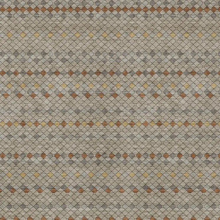 3' X 5' Taupe And Copper Striped Washable Indoor Outdoor Area Rug