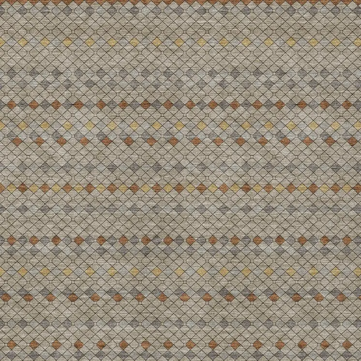 8' X 10' Taupe And Copper Striped Washable Indoor Outdoor Area Rug