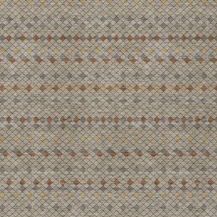 9' X 12' Taupe And Copper Striped Washable Indoor Outdoor Area Rug