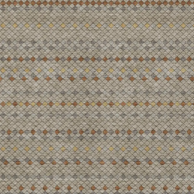 10' X 14' Taupe And Copper Striped Washable Indoor Outdoor Area Rug