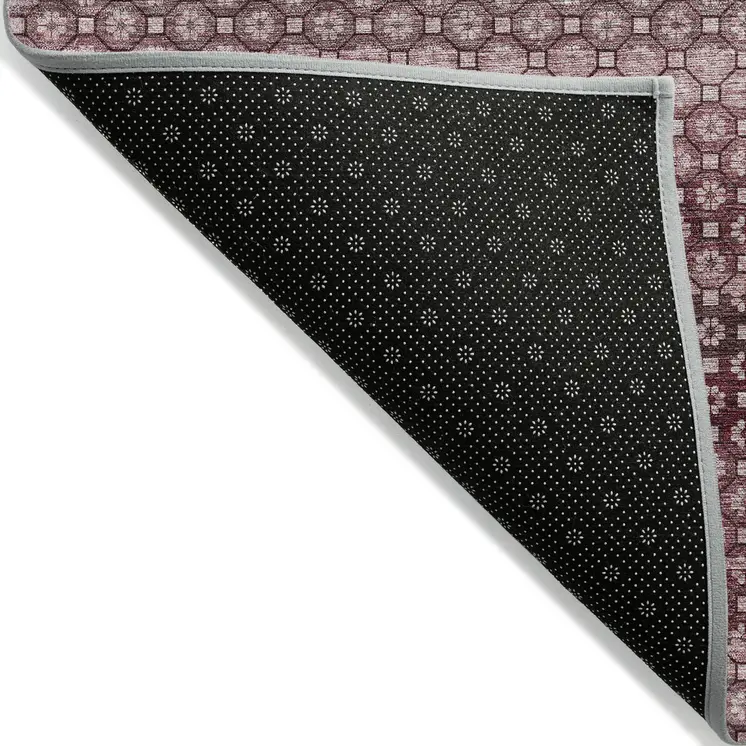 9' X 12' Red And Burgundy Striped Washable Indoor Outdoor Area Rug