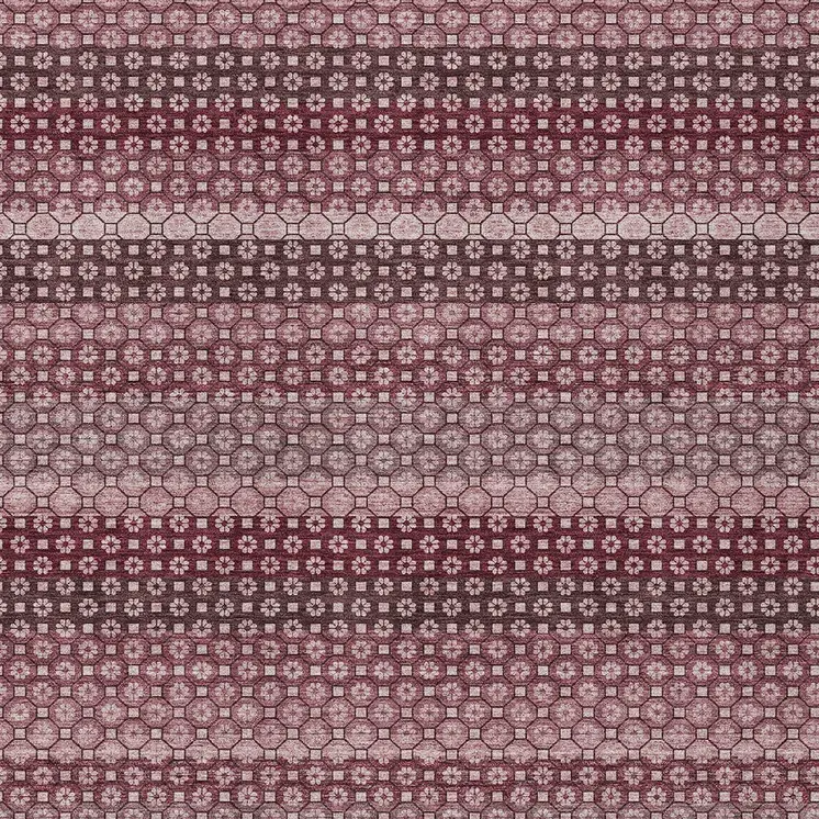 10' X 14' Red And Burgundy Striped Washable Indoor Outdoor Area Rug