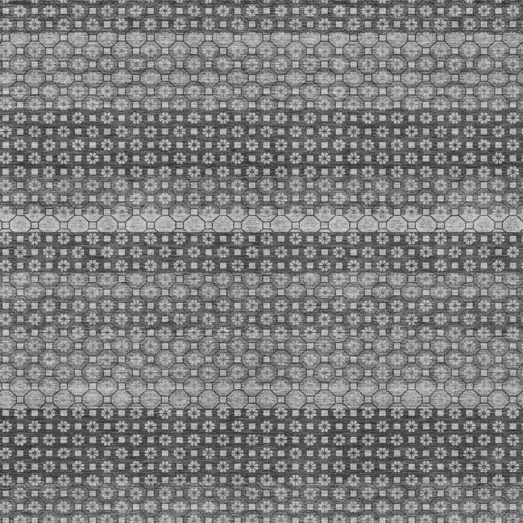 9' X 12' Gray And Silver Striped Washable Indoor Outdoor Area Rug