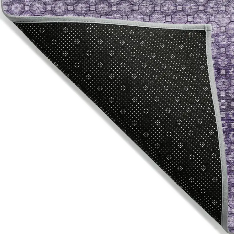 3' X 5' Lavender And Purple Striped Washable Indoor Outdoor Area Rug