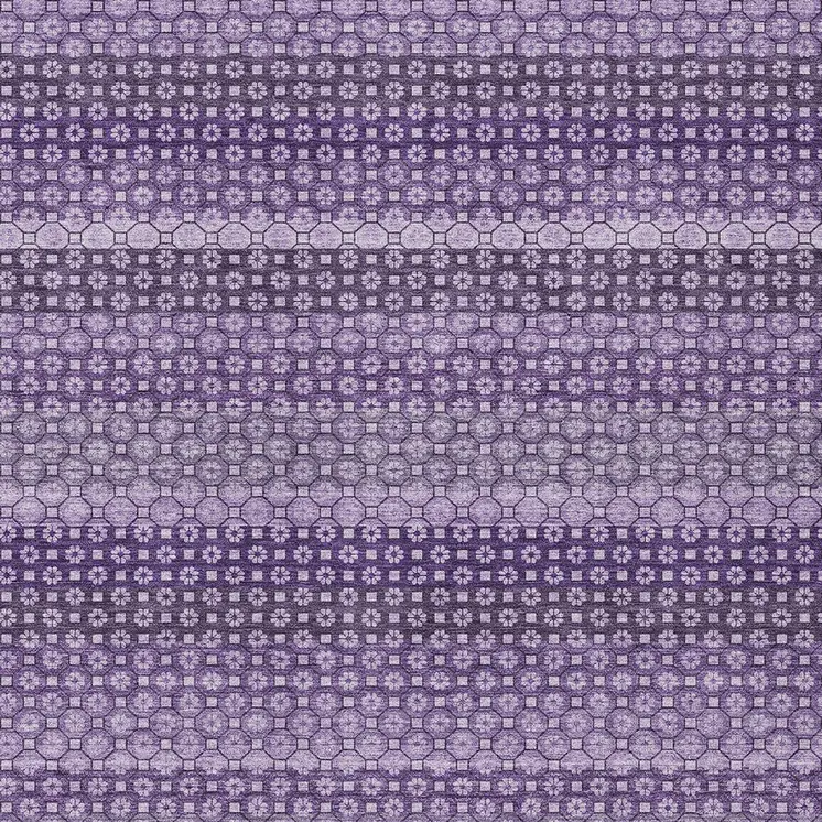 8' X 10' Lavender And Purple Striped Washable Indoor Outdoor Area Rug