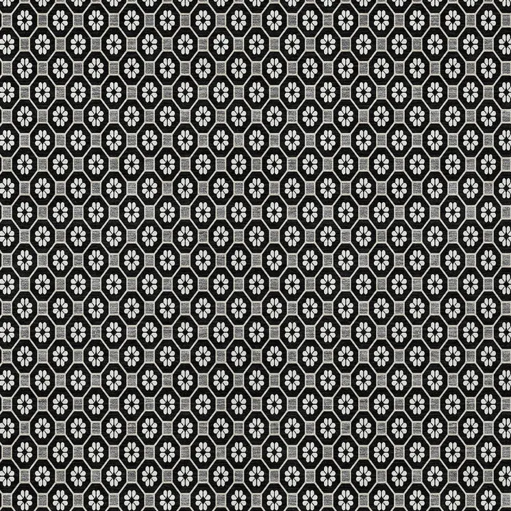 5' X 8' Black And Gray Floral Washable Indoor Outdoor Area Rug