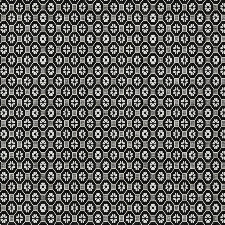 8' X 10' Black And Gray Floral Washable Indoor Outdoor Area Rug