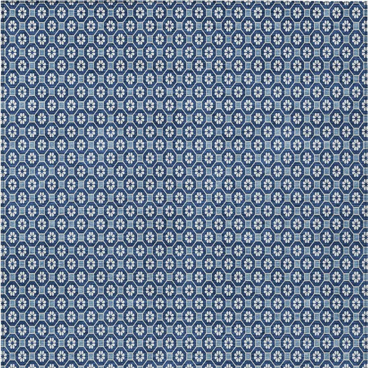 3' X 5' Blue And Sky Blue Floral Washable Indoor Outdoor Area Rug