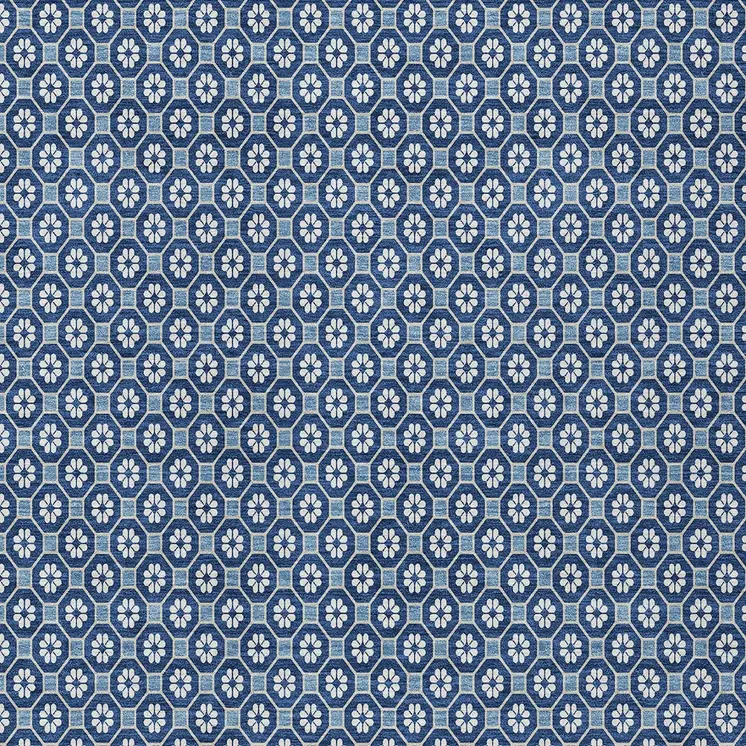 10' X 14' Blue And Sky Blue Floral Washable Indoor Outdoor Area Rug