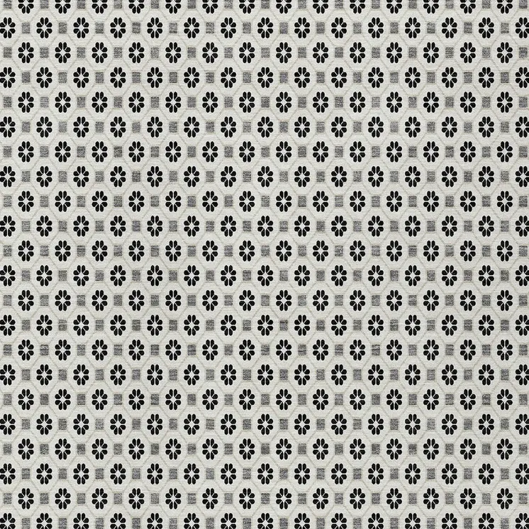 3' X 5' Ivory And Black Floral Washable Indoor Outdoor Area Rug