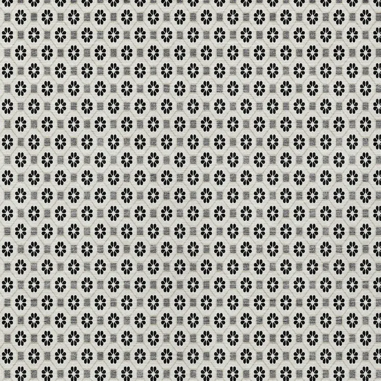 8' X 10' Ivory And Black Floral Washable Indoor Outdoor Area Rug