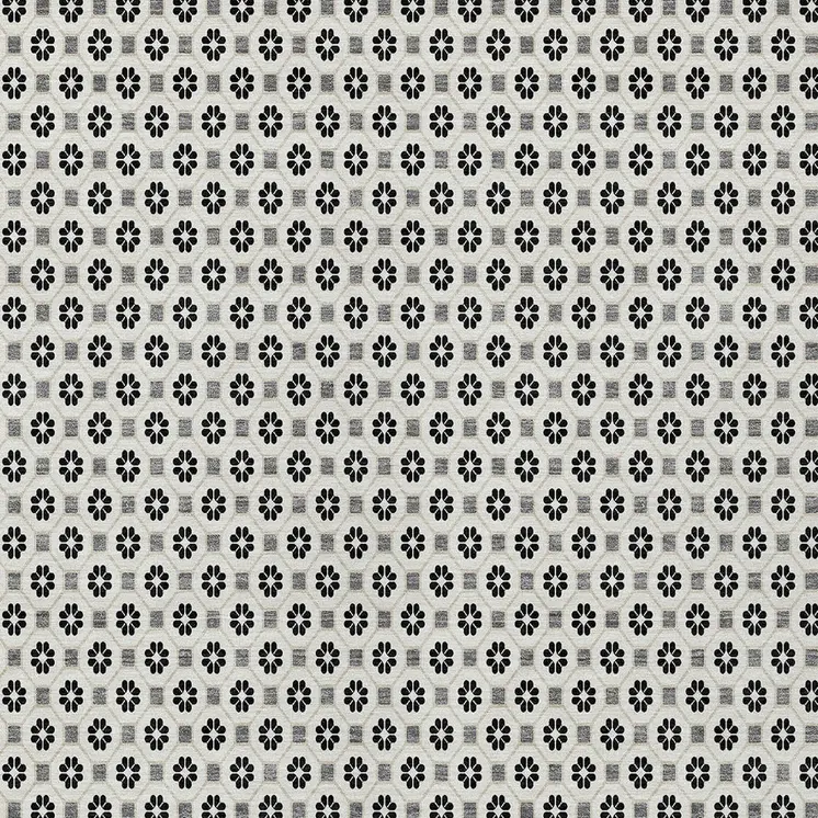 9' X 12' Ivory And Black Floral Washable Indoor Outdoor Area Rug