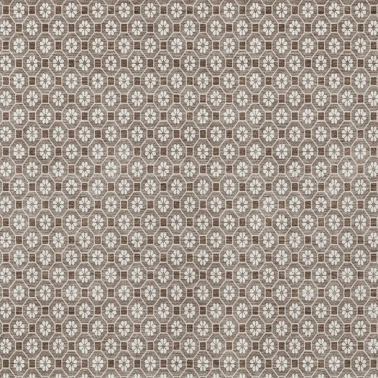 5' X 8' Taupe And Brown Floral Washable Indoor Outdoor Area Rug