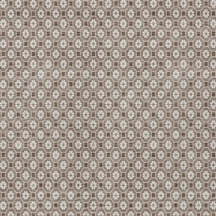 8' X 10' Taupe And Brown Floral Washable Indoor Outdoor Area Rug