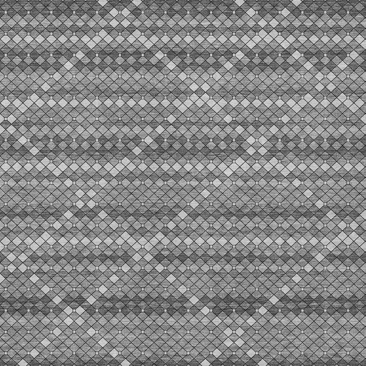 3' X 5' Gray And Silver Geometric Washable Indoor Outdoor Area Rug