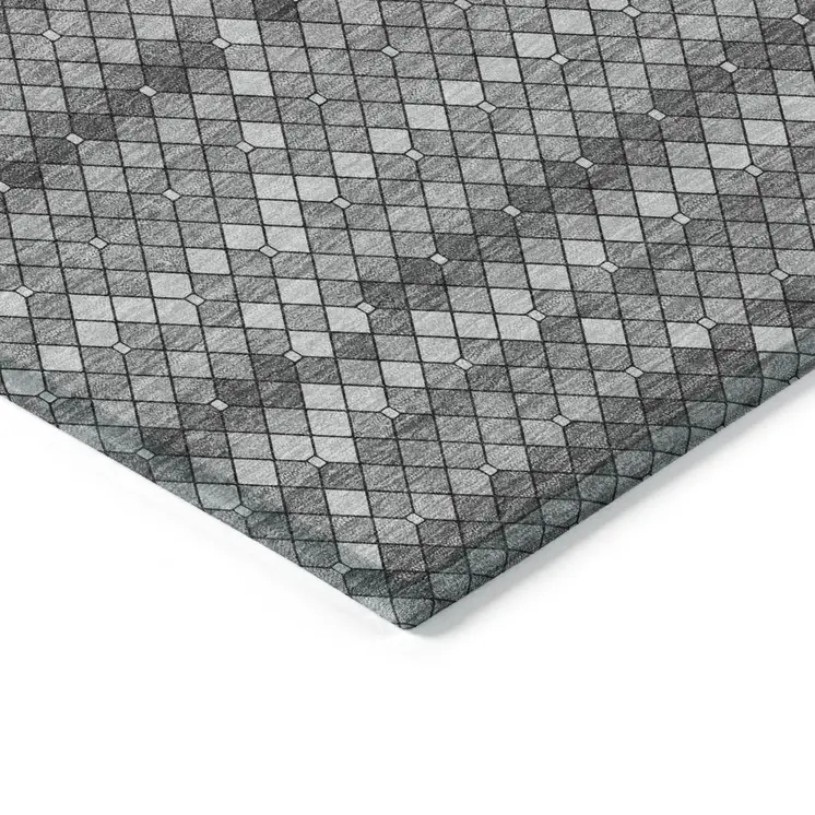 10' X 14' Gray And Silver Geometric Washable Indoor Outdoor Area Rug