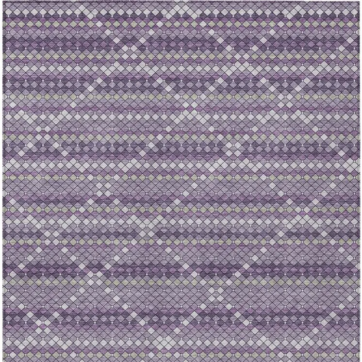 5' X 8' Purple And Lavender Geometric Washable Indoor Outdoor Area Rug