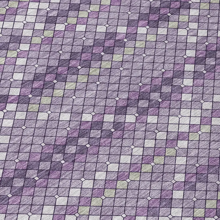 8' Purple And Lavender Round Geometric Washable Indoor Outdoor Area Rug