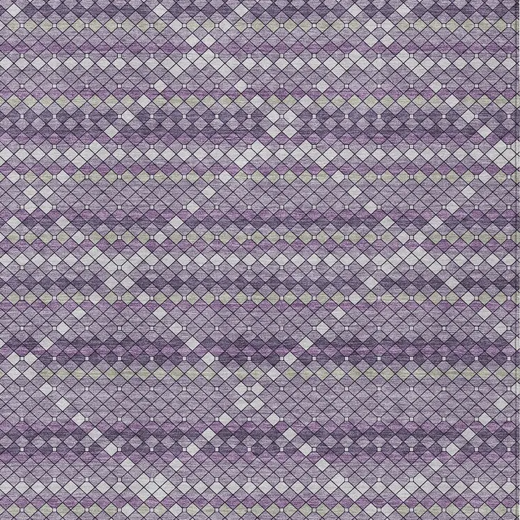 9' X 12' Purple And Lavender Geometric Washable Indoor Outdoor Area Rug