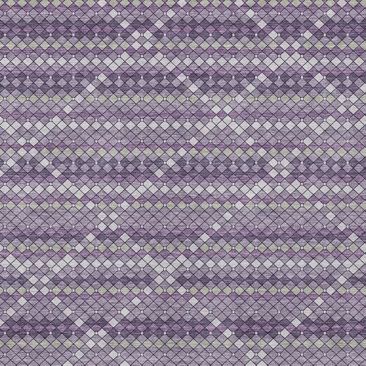 10' X 14' Purple And Lavender Geometric Washable Indoor Outdoor Area Rug