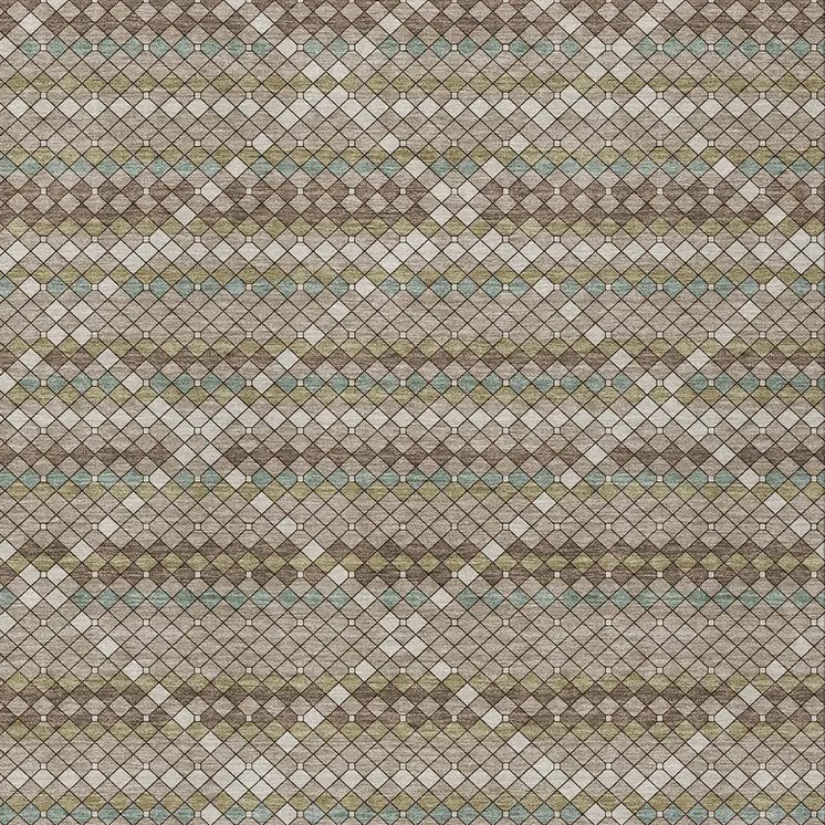3' X 5' Taupe And Brown Geometric Washable Indoor Outdoor Area Rug