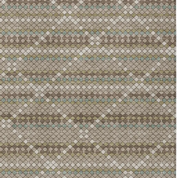 8' X 10' Taupe And Brown Geometric Washable Indoor Outdoor Area Rug