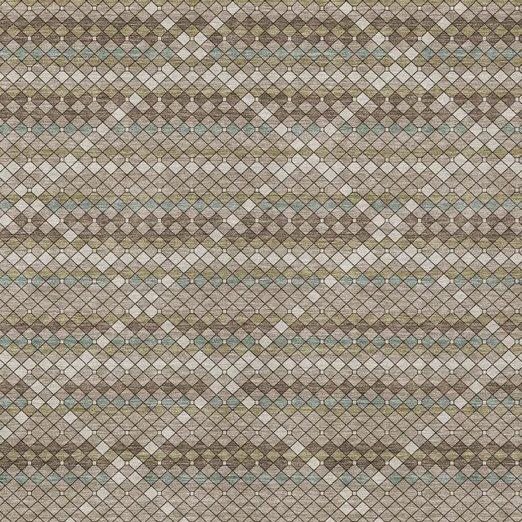 9' X 12' Taupe And Brown Geometric Washable Indoor Outdoor Area Rug