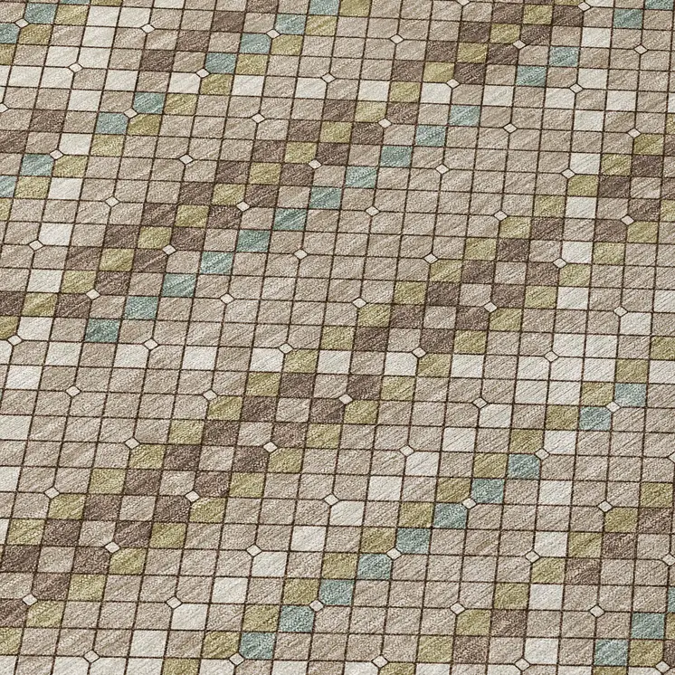 10' X 14' Taupe And Brown Geometric Washable Indoor Outdoor Area Rug