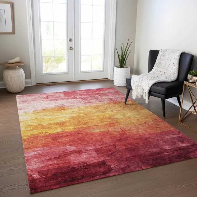 10' X 14' Blush And Pink Striped Washable Indoor Outdoor Area Rug