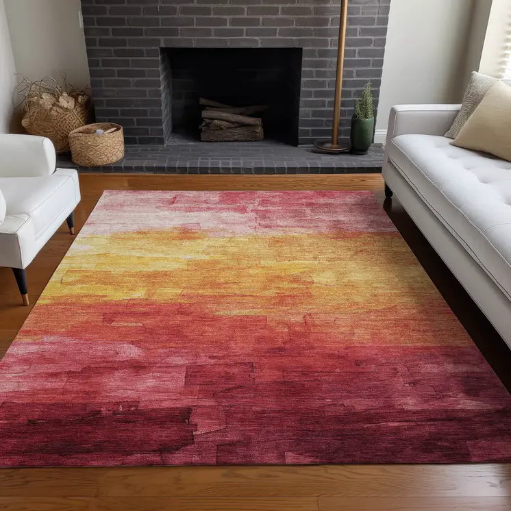 10' X 14' Blush And Pink Striped Washable Indoor Outdoor Area Rug
