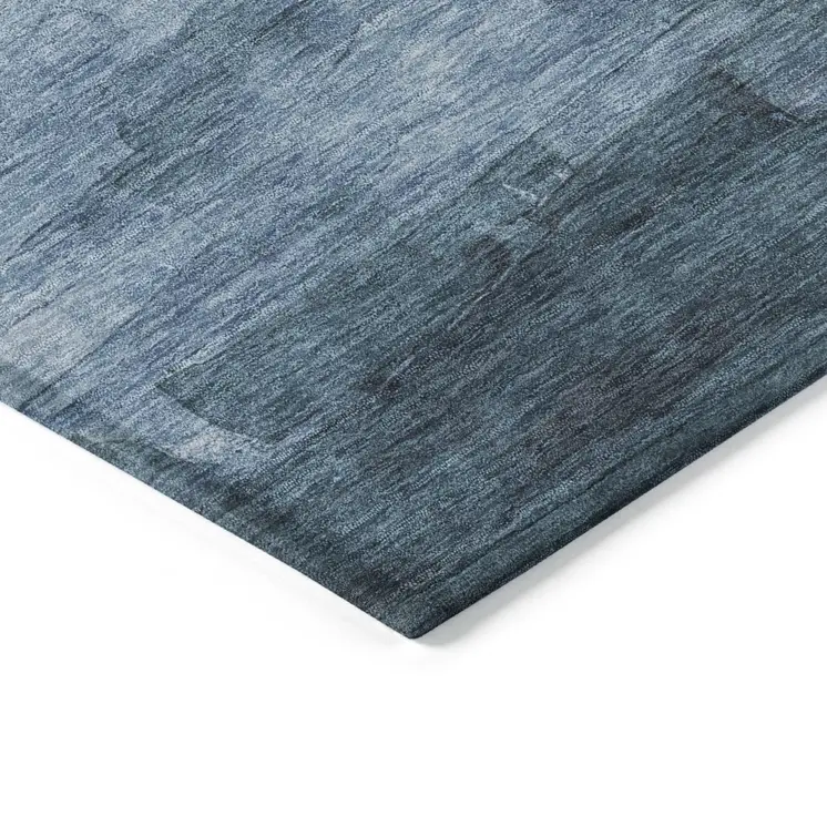 3' X 5' Denim Blue And Sky Blue Striped Washable Indoor Outdoor Area Rug
