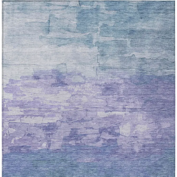 5' X 8' Denim Blue And Sky Blue Striped Washable Indoor Outdoor Area Rug