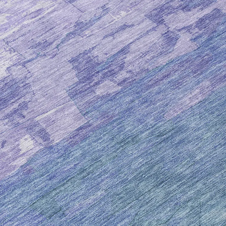 8' Denim Blue And Sky Blue Round Striped Washable Indoor Outdoor Area Rug