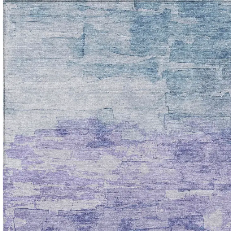 8' X 10' Denim Blue And Sky Blue Striped Washable Indoor Outdoor Area Rug
