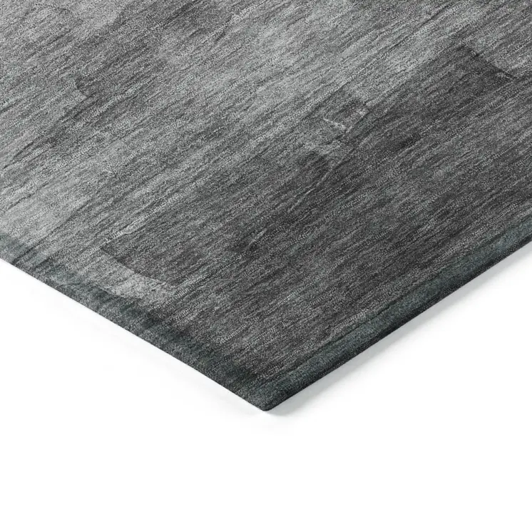 8' X 10' Gray And Silver Striped Washable Indoor Outdoor Area Rug