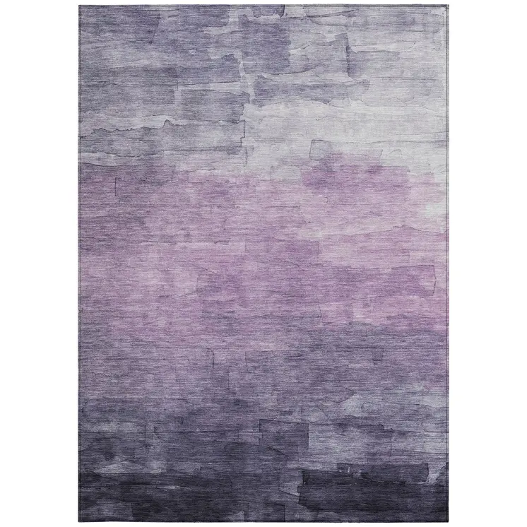 3' X 5' Lavender And Lilac Striped Washable Indoor Outdoor Area Rug