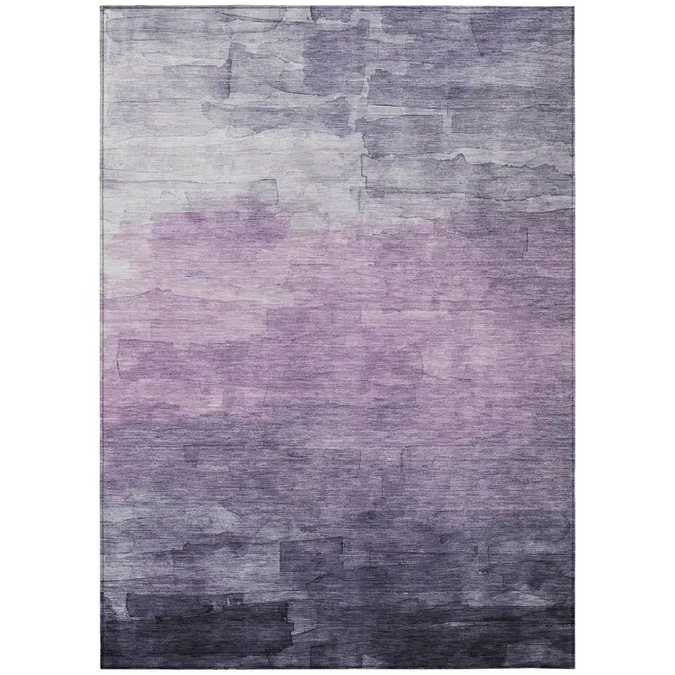 3' X 5' Lavender And Lilac Striped Washable Indoor Outdoor Area Rug