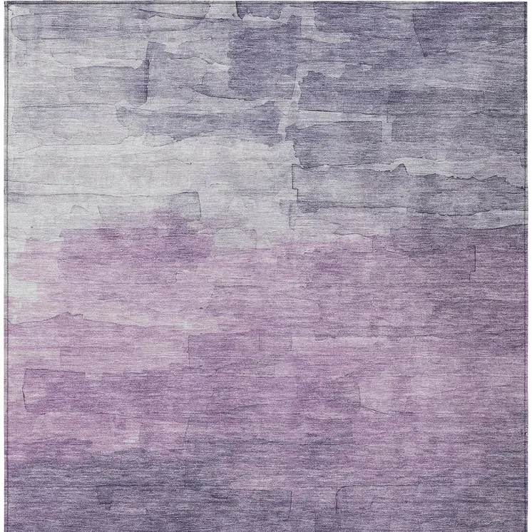 3' X 5' Lavender And Lilac Striped Washable Indoor Outdoor Area Rug