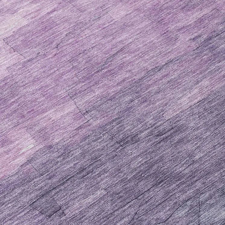 8' Lavender And Lilac Round Striped Washable Indoor Outdoor Area Rug