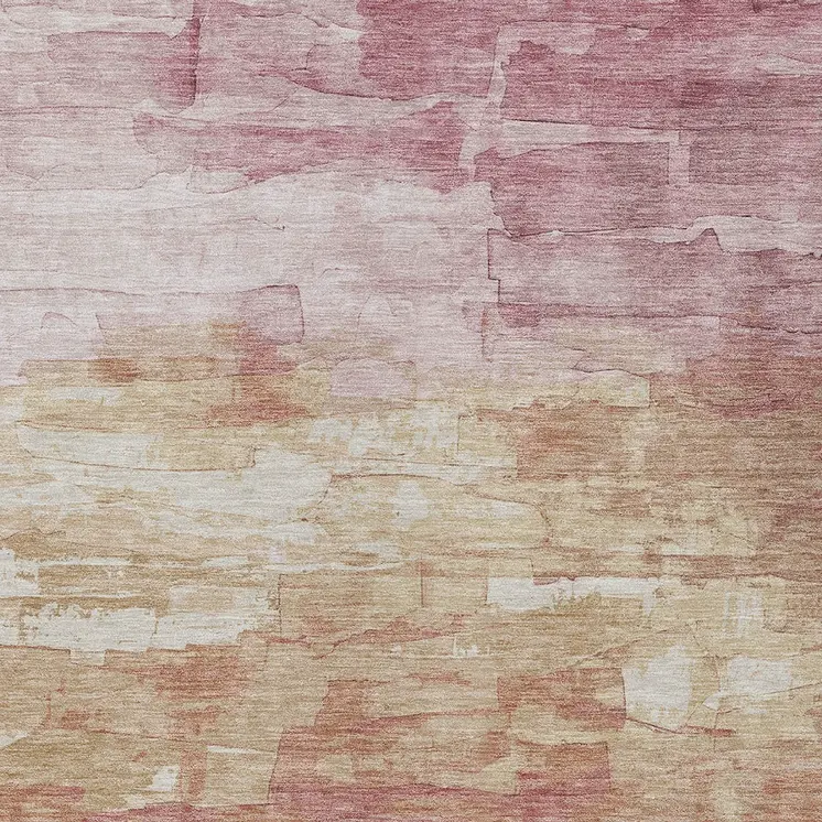3' X 5' Mauve And Pink Striped Washable Indoor Outdoor Area Rug
