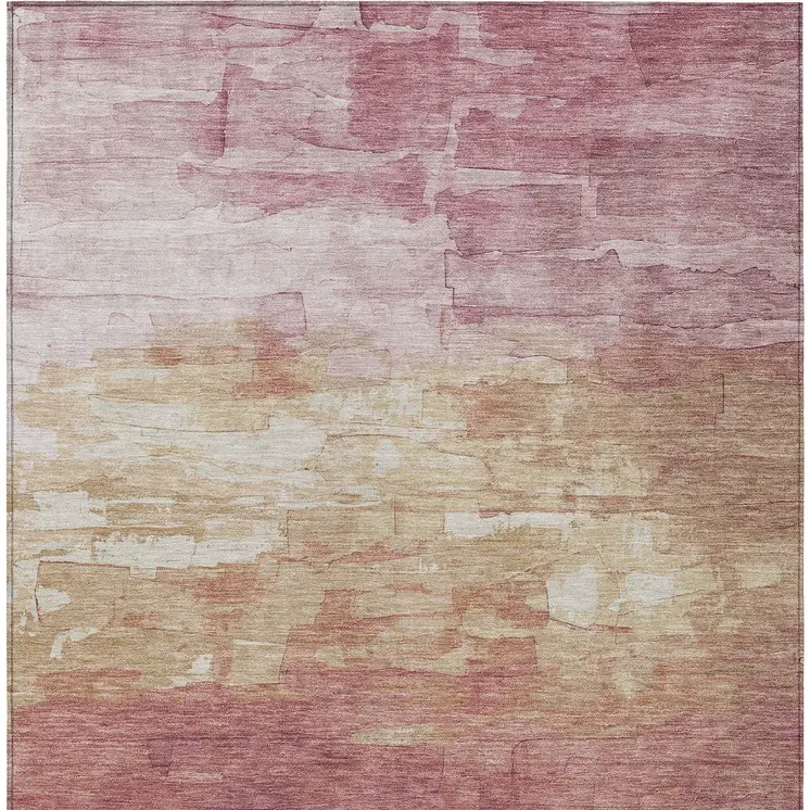 5' X 8' Mauve And Pink Striped Washable Indoor Outdoor Area Rug