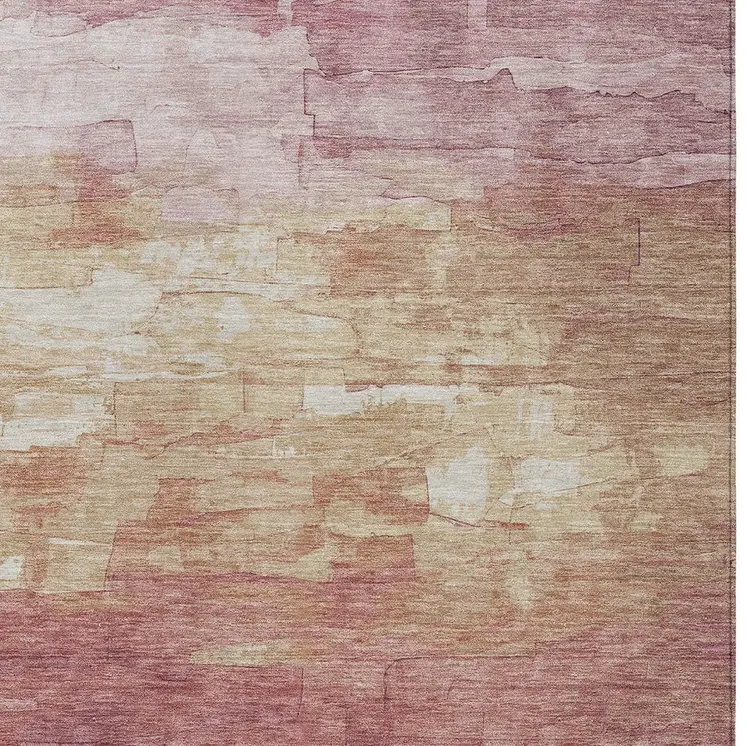 9' X 12' Mauve And Pink Striped Washable Indoor Outdoor Area Rug